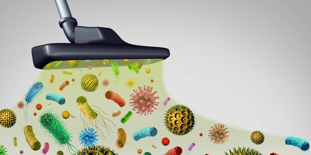 3D-Illustration Entfernen von Keimen und Pollen