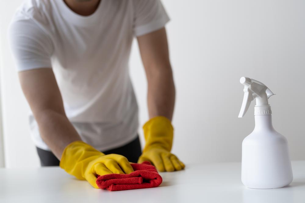Reinigungskraft reinigt Wohnung