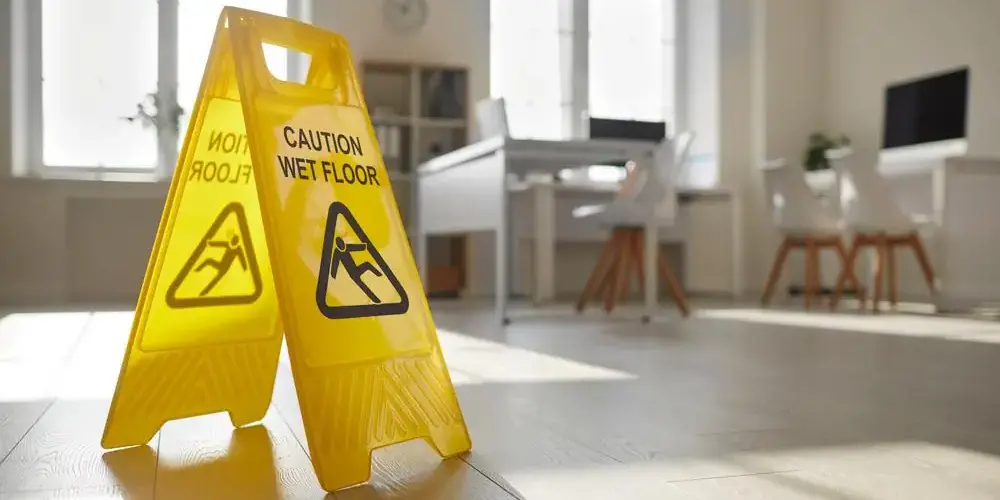 Nach der Grundreinigung Hinweis auf Rutschgefahr Nach der Grundreinigung Hinweis auf Rutschgefahr