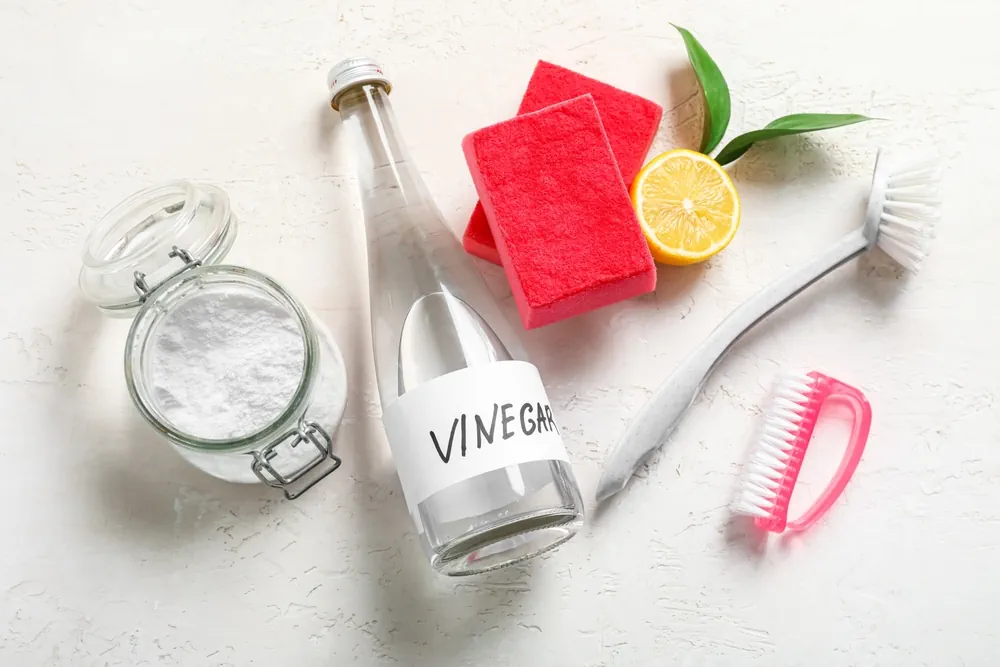 Reinigungskonzept Flasche Essig